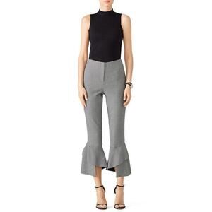 N/Nicholas Houndstooth Spiral Flare Ruffle Crop Trousers Womens Size 4 $395